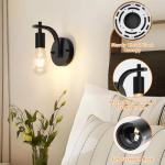 Gbood 2 Pack Black Industrial Wall Lights, Vintage E27 Wall Lamps, Wall Sconce Lights Metal for Bedroom Living Room Kitchen Hallway (E27 Socket, Bulb Not Included)