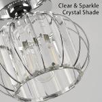 ZYDTRIP Crystals Ceiling Light Fixtures Chandelier, Small Semi Flush Mount Ceiling Light Fitting for Hallway Entrance Kitchen Bedroom Dining Rooms Living Rooms Bar (Silver)