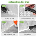Caulking Tool 5 in 1 Silicone Caulking Grout Removal Sealant Finishing Tool with Grout Scraper, 6 Exchange Silicone Pads, Adhesive Residue Scraper Seam Repair Kit for Kitchen Bathroom White
