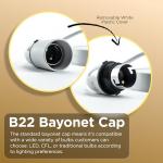 Status Ceiling Pendant Light Fitting, 6‑Inch White Bayonet (B22) Pendant for Ceiling, Pre‑Wired with Cord Grip, Indoor Lighting Fixture, S6INCPB4