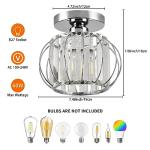 ZYDTRIP Crystals Ceiling Light Fixtures Chandelier, Small Semi Flush Mount Ceiling Light Fitting for Hallway Entrance Kitchen Bedroom Dining Rooms Living Rooms Bar (Silver)