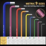 AMTOVL Hex Key Set, 9PCS Metric Allen Key Set, 1.5-10MM, Anti-Slip Long Hex End Wrench Set, Color Coding for Disassembling Mechanical Equipment, Vehicle, and Bicycle Repairs