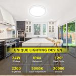 Befurglor 24W LED Ceiling Light Ø 28.5cm, 5000K Daylight White 2200LM Modern Light Fittings Ceilings,150W Equivalent, IP44 Waterproof LED Bathroom Light, for Living Room,Bedroom, Kitchen, Office