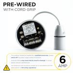 Status Ceiling Pendant Light Fitting, 6‑Inch White Bayonet (B22) Pendant for Ceiling, Pre‑Wired with Cord Grip, Indoor Lighting Fixture, S6INCPB4