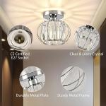 ZYDTRIP Crystals Ceiling Light Fixtures Chandelier, Small Semi Flush Mount Ceiling Light Fitting for Hallway Entrance Kitchen Bedroom Dining Rooms Living Rooms Bar (Silver)