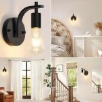Gbood 2 Pack Black Industrial Wall Lights, Vintage E27 Wall Lamps, Wall Sconce Lights Metal for Bedroom Living Room Kitchen Hallway (E27 Socket, Bulb Not Included)