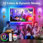 Dehobo Battery-Operated Wall Sconces with Fabric Shade, Rechargeable LED Wall Lights Set of 2, Dimmable Wireless Lamp with 3 Color Temperature, 12 RGB and Remote for Bedroom Living Room Hallway