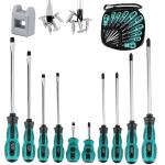 Screwdriver Set 10pcs, Magnetic Screwdriver Set 5pcs Phillips Screwdrivers and 5pcs Slotted/Flat Head Screwdrivers, Chrome Vanadium Steel Made