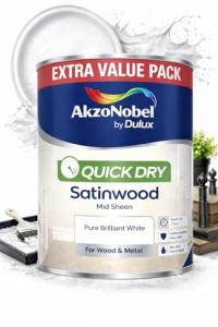 White Satin Wood 1.25L – Quick Dry Interior Wood & Metal Paint – Brilliant White Satin Finish – Durable Mid Sheen for Doors, Skirting Boards, Trim & Furniture ,