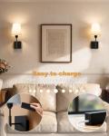BRIMAX Battery Operated Wall Lights Set of 2, Wireless Wall Sconces with Dimmable Bulbs and Detachable Battery,Cordless Wall Lamp for Indoor Bedroom Bathroom Living Room