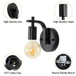 DELIPOP 2 Pack Black Wall Lights, Indoor Wall Lamps Vintage E27, Wall Sconce Lights Metal for Bedroom Living Room Kitchen Hallway Restaurant Bar (Bulb Not Included)