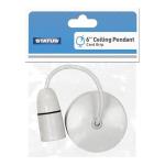 Status Ceiling Pendant Light Fitting, 6‑Inch White Bayonet (B22) Pendant for Ceiling, Pre‑Wired with Cord Grip, Indoor Lighting Fixture, S6INCPB4