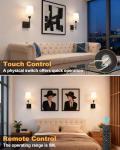 BRIMAX Battery Operated Wall Lights Set of 2, Wireless Wall Sconces with Dimmable Bulbs and Detachable Battery,Cordless Wall Lamp for Indoor Bedroom Bathroom Living Room