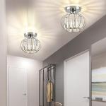 ZYDTRIP Crystals Ceiling Light Fixtures Chandelier, Small Semi Flush Mount Ceiling Light Fitting for Hallway Entrance Kitchen Bedroom Dining Rooms Living Rooms Bar (Silver)