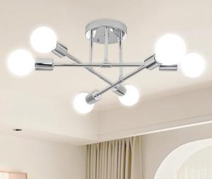 Dellemade Ceiling Light, 6 Lights Chandelier Ceiling Light for Living Room,Bedroom,Kitchen (Silver)