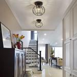 Hudi Fyier Chandelier Crystals Ceiling Lighting Fixtures, Small LED Flush Mount Ceiling Light for Kitchen Hallway Dining Rooms Living Rooms Bar (Black)