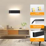 OOWOLF Indoor Led Wall Lights - 2 Pack 3000K/4500K/6000K Adjustable Color Temperature Wall Lights for Bedroom Living Room Kitchen Dining Room (Black, 2 Pack)