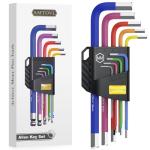 AMTOVL Hex Key Set, 9PCS Metric Allen Key Set, 1.5-10MM, Anti-Slip Long Hex End Wrench Set, Color Coding for Disassembling Mechanical Equipment, Vehicle, and Bicycle Repairs