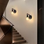 DELIPOP 2 Pack Black Wall Lights, Indoor Wall Lamps Vintage E27, Wall Sconce Lights Metal for Bedroom Living Room Kitchen Hallway Restaurant Bar (Bulb Not Included)