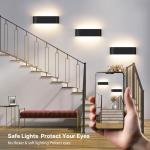 OOWOLF Indoor Led Wall Lights - 2 Pack 3000K/4500K/6000K Adjustable Color Temperature Wall Lights for Bedroom Living Room Kitchen Dining Room (Black, 2 Pack)