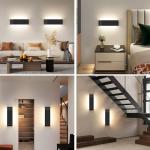 OOWOLF Indoor Led Wall Lights - 2 Pack 3000K/4500K/6000K Adjustable Color Temperature Wall Lights for Bedroom Living Room Kitchen Dining Room (Black, 2 Pack)