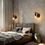 DELIPOP 2 Pack Black Wall Lights, Indoor Wall Lamps Vintage E27, Wall Sconce Lights Metal for Bedroom Living Room Kitchen Hallway Restaurant Bar (Bulb Not Included)