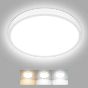 hepside LED Ceiling Light,3000K/4000K/6500K 3 Color Temperature, Waterproof IP54 LED Bathroom Light, Modern,Round Flush Ceiling Lamp for Bathroom, Kitchen,Bedroom,Hallway,Living Room, Bulkhead