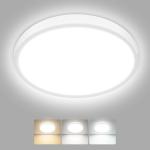 hepside LED Ceiling Light,3000K/4000K/6500K 3 Color Temperature, Waterproof IP54 LED Bathroom Light, Modern,Round Flush Ceiling Lamp for Bathroom, Kitchen,Bedroom,Hallway,Living Room, Bulkhead