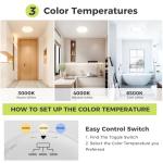 hepside LED Ceiling Light,3000K/4000K/6500K 3 Color Temperature, Waterproof IP54 LED Bathroom Light, Modern,Round Flush Ceiling Lamp for Bathroom, Kitchen,Bedroom,Hallway,Living Room, Bulkhead