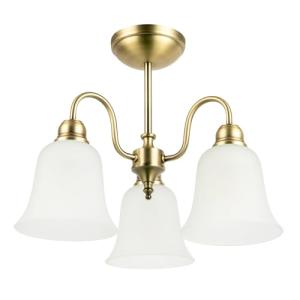 Happy Homewares Classic and Ornate Matte Antique Brass Ceiling Light Fitting with White Downlight Glass Shades | 32cm x 42cm | for Dining Room Lounge etc