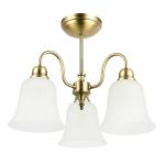 Happy Homewares Classic and Ornate Matte Antique Brass Ceiling Light Fitting with White Downlight Glass Shades | 32cm x 42cm | for Dining Room Lounge etc