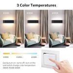 OOWOLF Indoor Led Wall Lights - 2 Pack 3000K/4500K/6000K Adjustable Color Temperature Wall Lights for Bedroom Living Room Kitchen Dining Room (Black, 2 Pack)
