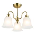 Happy Homewares Classic and Ornate Matte Antique Brass Ceiling Light Fitting with White Downlight Glass Shades | 32cm x 42cm | for Dining Room Lounge etc