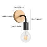 DAXGD Wall Lights Indoor 2 Pack, E27 Wooden Base Wall Lamp Metal Lamp, Indoor Wall Sconce E27 Lighting Fixtures for Living Room Bedroom Hallway Staircase (Bulbs Not Included)