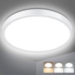 slochi Bathroom Light, 3000K/4000K/6500K 3 Color Temperature, Waterproof IP54, Small, Round, Modern, Flush Ceiling Light for Bathroom, Kitchen, Bedroom, Hallway and More