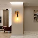 DAXGD Wall Lights Indoor 2 Pack, E27 Wooden Base Wall Lamp Metal Lamp, Indoor Wall Sconce E27 Lighting Fixtures for Living Room Bedroom Hallway Staircase (Bulbs Not Included)