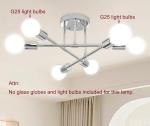Dellemade Ceiling Light, 6 Lights Chandelier Ceiling Light for Living Room,Bedroom,Kitchen (Silver)