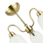 Happy Homewares Classic and Ornate Matte Antique Brass Ceiling Light Fitting with White Downlight Glass Shades | 32cm x 42cm | for Dining Room Lounge etc