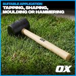 OX Trade Black Rubber Mallet - 16 oz, 160z / 450g