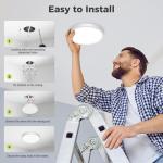 hepside LED Ceiling Light,3000K/4000K/6500K 3 Color Temperature, Waterproof IP54 LED Bathroom Light, Modern,Round Flush Ceiling Lamp for Bathroom, Kitchen,Bedroom,Hallway,Living Room, Bulkhead