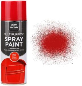 Paint Factory® 400ml Professional Quality Fantastic Finish All-Purpose Interior Exterior Household Spray Paint for Wood Metal Plastic Ceramics & More (Red Gloss)
