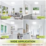 hepside LED Ceiling Light,3000K/4000K/6500K 3 Color Temperature, Waterproof IP54 LED Bathroom Light, Modern,Round Flush Ceiling Lamp for Bathroom, Kitchen,Bedroom,Hallway,Living Room, Bulkhead