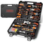VonHaus Tool Kit - Ultimate 120 pcs Tool Box - Includes Hand Tools, LED Torch, Hex Keys, 3m Tape Measure & More - Comprehensive DIY Kits for Home, Perfect for Beginners - Includes Carry Case