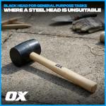 OX Trade Black Rubber Mallet - 16 oz, 160z / 450g