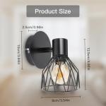Dehobo Wall Lights Industrial with E14 Socket Adjustable Wire Cage Wall Light Shade Black Metal Sconce Wall Lamp for Indoor Home Living Room Bedroom Hallway Shop 2 Packs