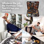 VonHaus Tool Kit - Ultimate 120 pcs Tool Box - Includes Hand Tools, LED Torch, Hex Keys, 3m Tape Measure & More - Comprehensive DIY Kits for Home, Perfect for Beginners - Includes Carry Case
