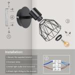 Dehobo Wall Lights Industrial with E14 Socket Adjustable Wire Cage Wall Light Shade Black Metal Sconce Wall Lamp for Indoor Home Living Room Bedroom Hallway Shop 2 Packs