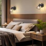 Dehobo Wall Lights Industrial with E14 Socket Adjustable Wire Cage Wall Light Shade Black Metal Sconce Wall Lamp for Indoor Home Living Room Bedroom Hallway Shop 2 Packs