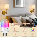 HARPER LIVING Battery Operated Wall Lights Set of 2, Wireless LED Wall Lamps with Fabric Shade & Remote, 3CCT 9 RGB Dimmable Rechargeable Bulbs Sconce Light for Bedroom Living Room Hallway (Brass)