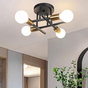 Hudi Fyier Modern Chandelier - 4 Light Industrial Vintage Style Ceiling Light for Bedroom, Kitchen, Dining Room, Loft, Office